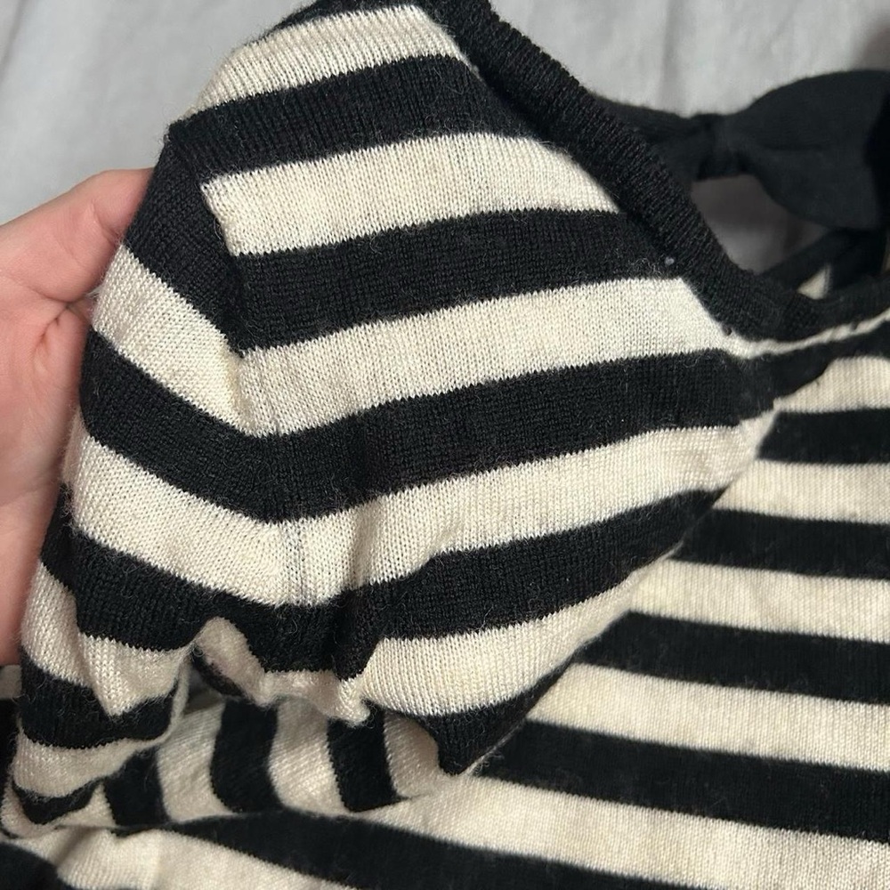 Japanese brand striped black & white wool blend sweater - Picture 3 of 6